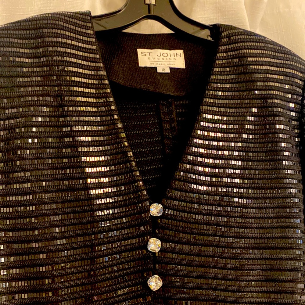 St. Johns 2 piece NEW vintage black sequin skirt & jacket suit